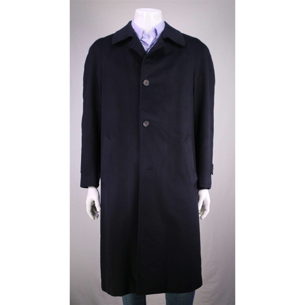 Canali Navy Blue Full Length 100% Cashmere Loro Piana Overcoat Coat 38R